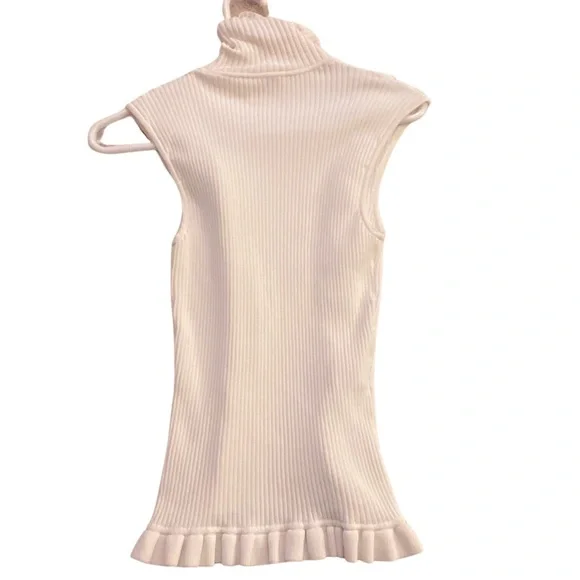 CINQ A SEPT Ruffle Front Sleeveless Mock Neck Sweater Ruffle Bottom Hem EUC - Picture 13 of 13